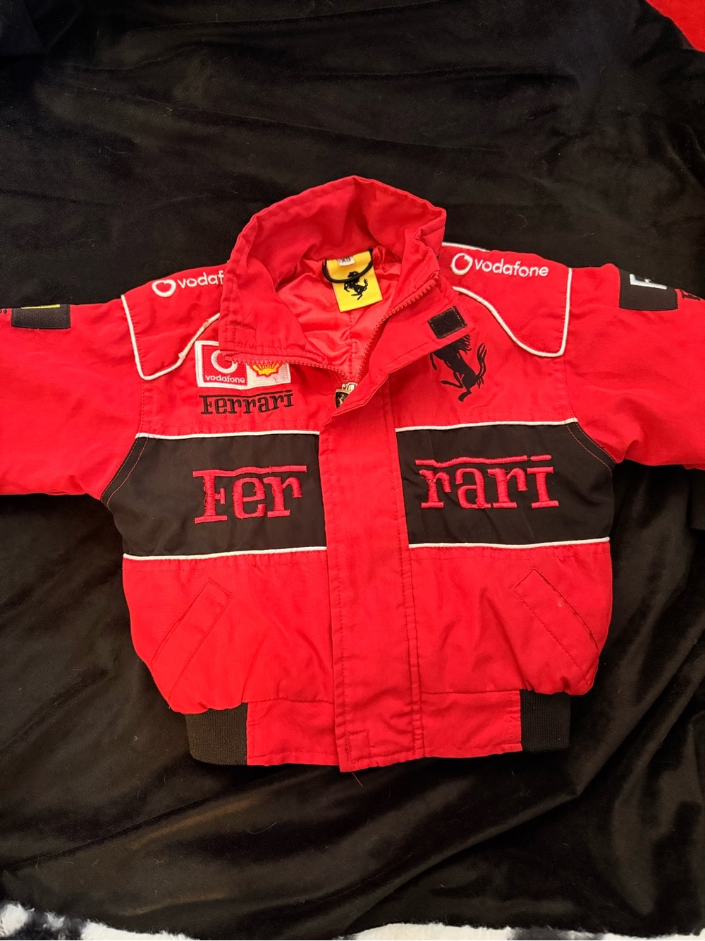 Ferrari Red and Black Kids Puffer Jacket with Logos